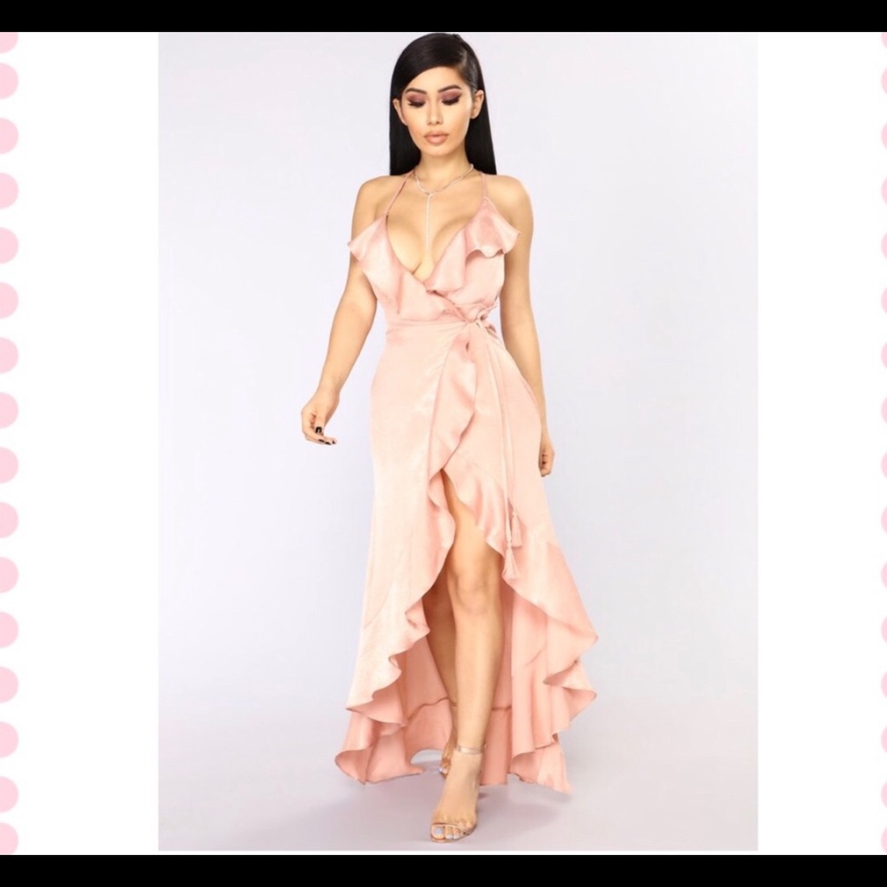 Blush pink wrap Fashion Nova Dress sz XS